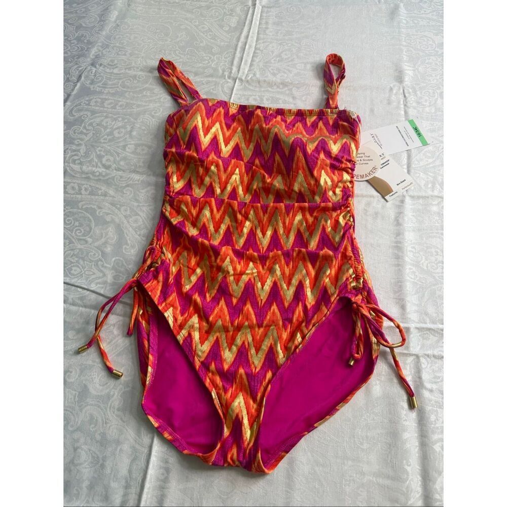 NWT Contours By Coco Reef Zig Zag Swimwear One Piece Swimsuit Size 10/34C